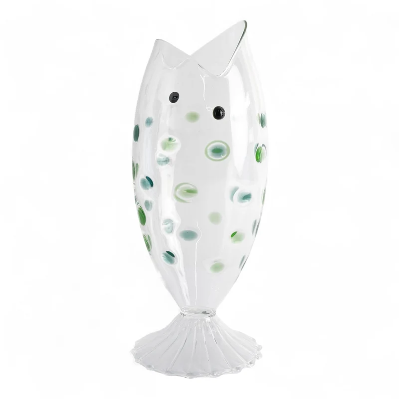 Brocca in Vetro a Forma di Pesce 1.2 L Macchie Verdi WD LIFESTYLE
