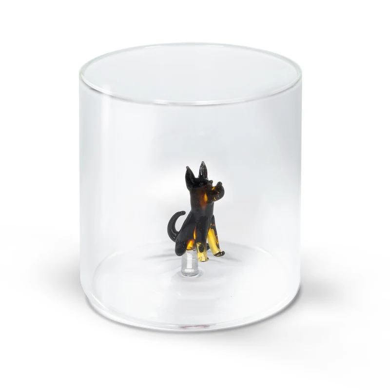 Bicchiere Vetro Borosilicato 250 ml Decoro Pastore Tedesco WD LIFESTYLE