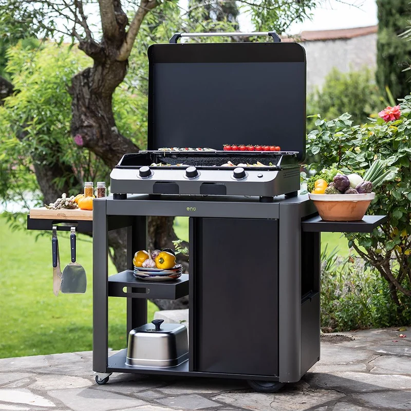 ENO Carrello barbecue Achille Door Cargo in acciaio zincato 81x168x65 cm grigio