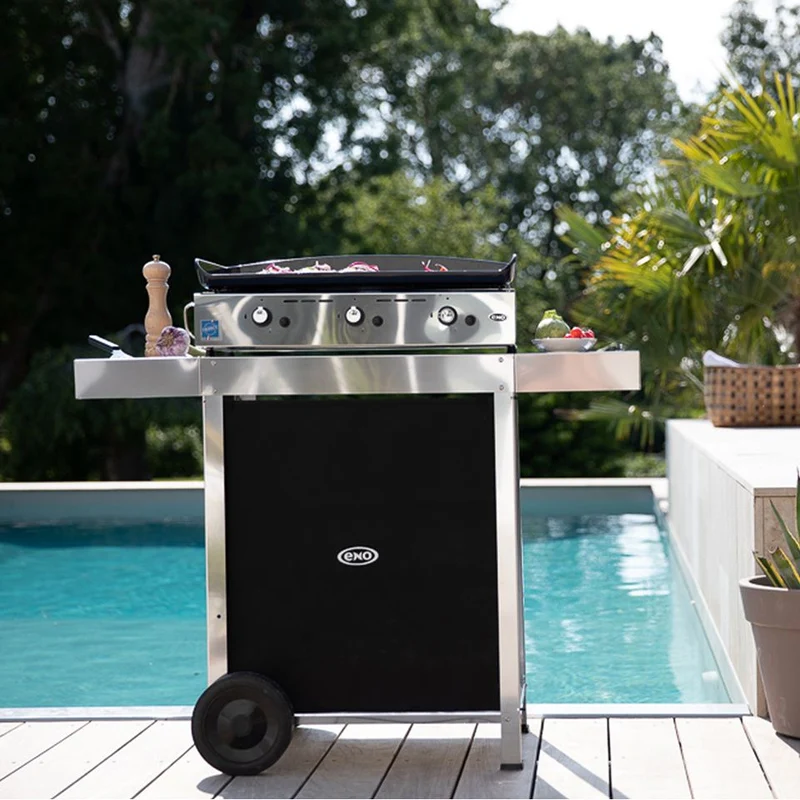 ENO Carrello barbecue Oscar in acciaio inox 83x112x42 cm argento
