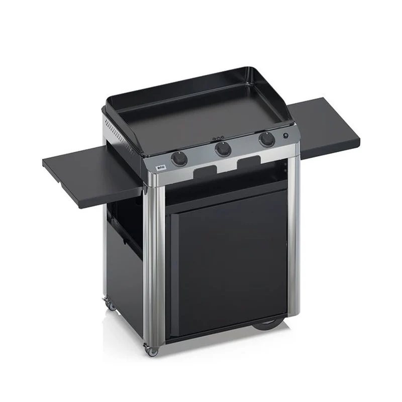 ENO, Plancha a Gas Fusion 75 con Carrello Inox, 75 cm, Acciaio Inox