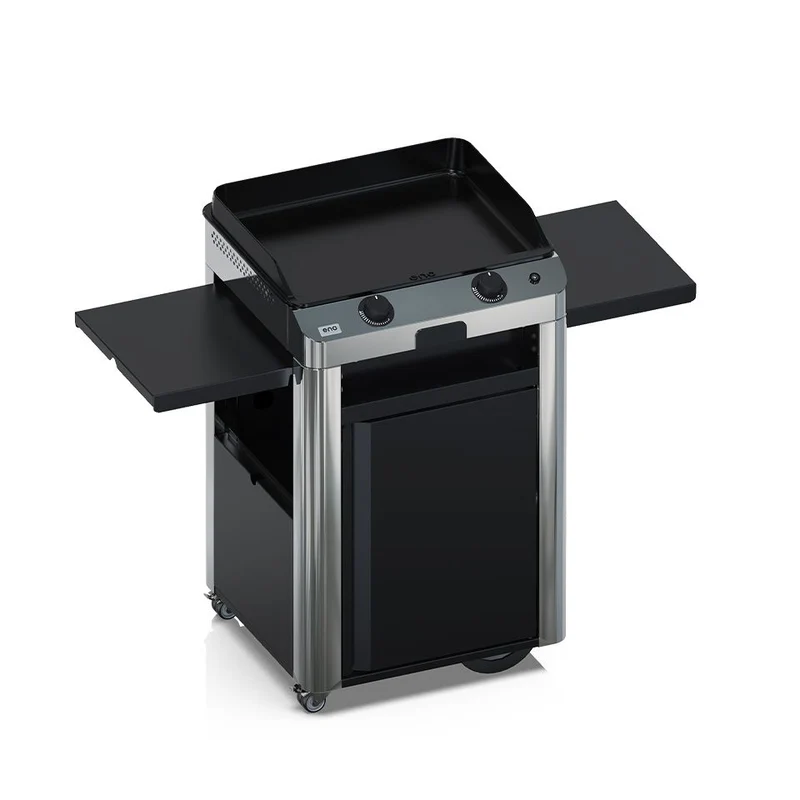 ENO Plancha a Gas Fusion 60 con Carrello Inox, 60 cm, Acciaio Inox