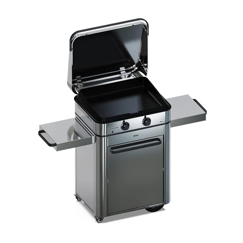 ENO Piastra a Gas ENOSIGN 65 su Carrello, 100x126x67 cm, Acciaio Inox