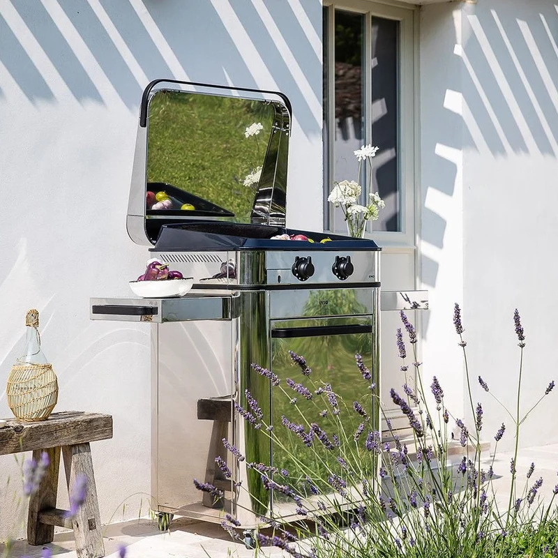 ENO Piastra a Gas ENOSIGN 65 su Carrello, 100x126x67 cm, Acciaio Inox