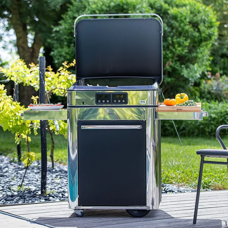 ENO Plancha Elettrica Enosign 65 con Carrello, 100×128×67 cm, Acciaio Inox