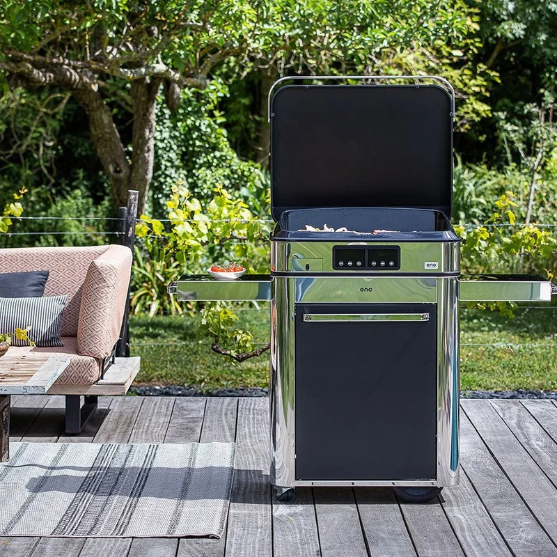 ENO Plancha Elettrica Enosign 65 con Carrello, 100×128×67 cm, Acciaio Inox
