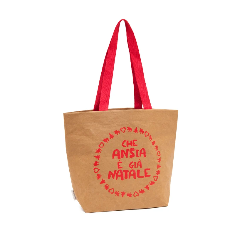 Borsa Easy bag Avana”Che Ansia è già Natale" 44.5X17X33CM