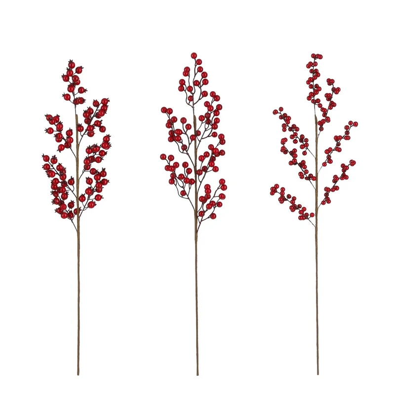 MICA Decorations Rami con bacche rosse 80x10x4 cm Assortito