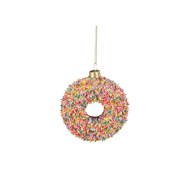 MICA Decorations Decorazione natalizia "Donut" in vetro 10x9x3,5 cm, oro