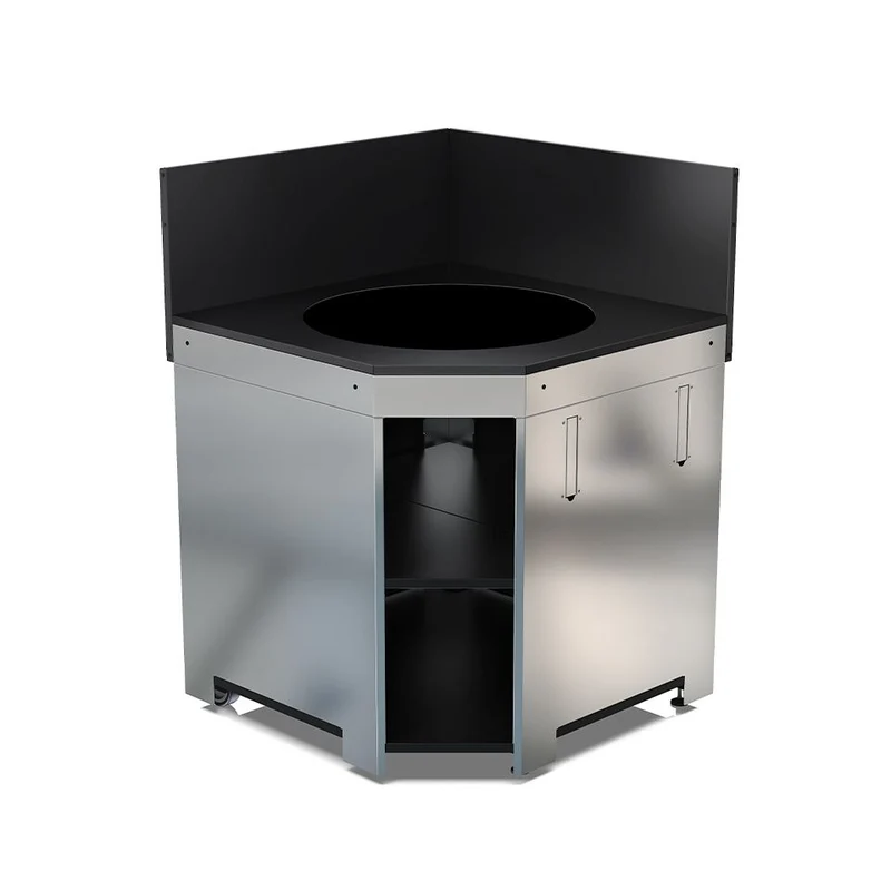 ENO Modulo angolare per Kamado cucina outdoor 115x82x82 cm nero e acciaio inox