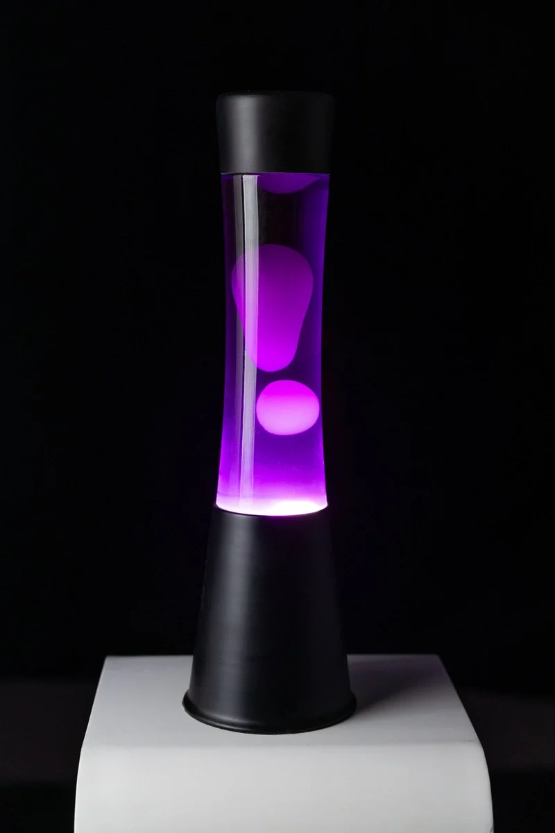Fisura Lampada di Lava, 40 cm, Base Nera / Liquido Viola / Cera Bianca