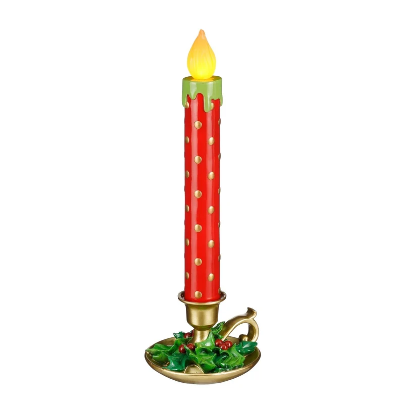 Candela di Natale vintage a LED H50 x 18 cm, rosso