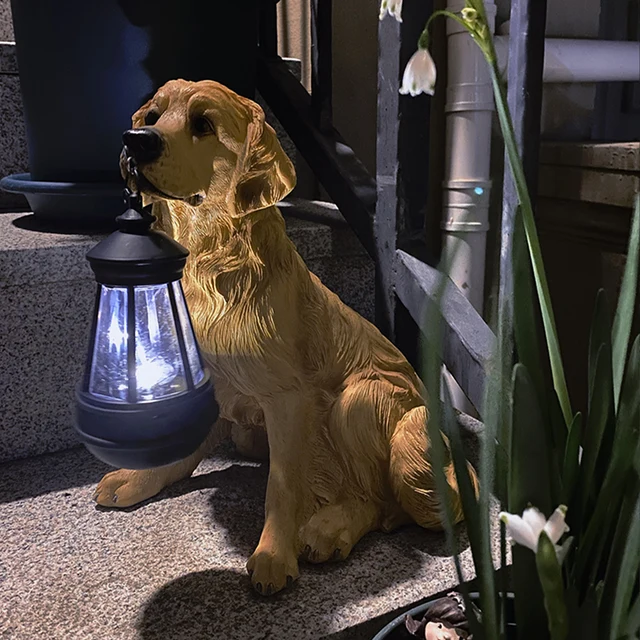 PuppyGlow –Solar Lanterne Med Playful Hundestatue til Udendørs Charme