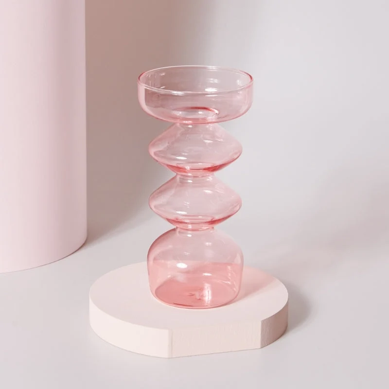 GlassAura -Elegant Håndlavet Glas Stearinlys Holdere og Vaser