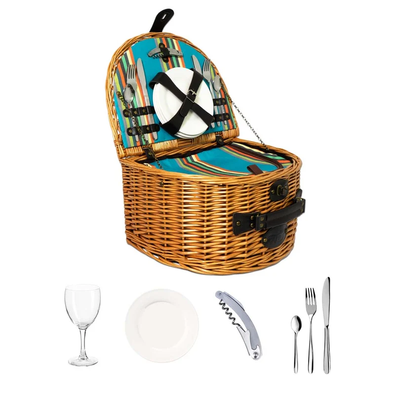 Cestino da picnic in vimini miele per 4 persone Multicolor