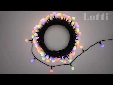 CATENA LUMINOSA 20M 200 SFERE D.15MM DUAL COLOR LED BIANCO CALDO/MULTI CON TELECOMANDO