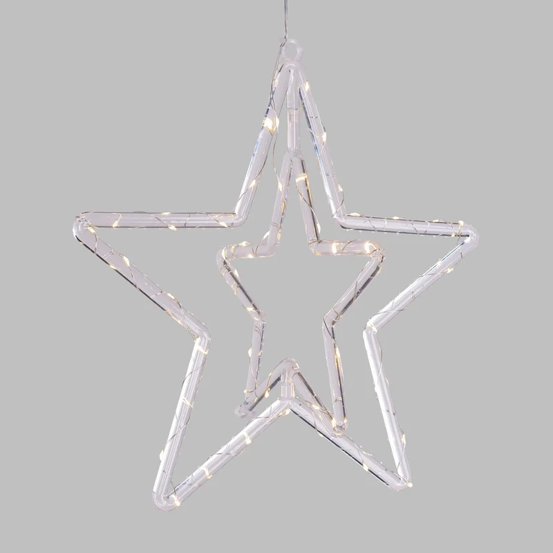 STELLA TRASPARENTE 35X34CM 50 LED BIANCO CALDO A BATTERIA