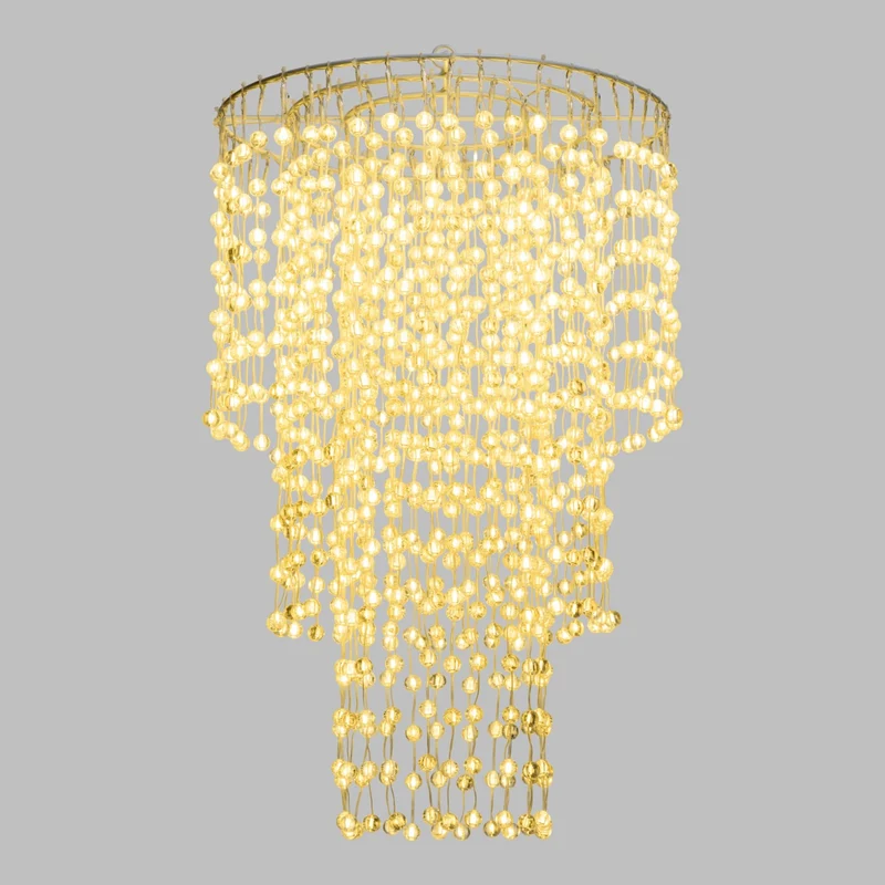 LAMPADARIO CASCATA D.45XH70CM 936 SFERE LED BIANCO CALDO