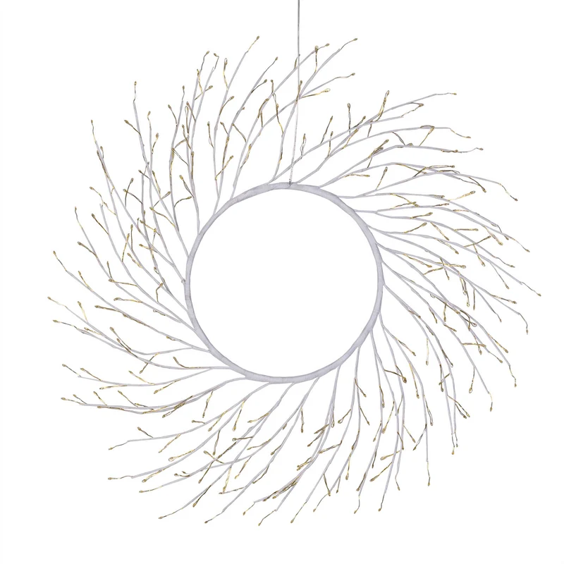 CORONA TIGLIO BIANCO D.60CM 260 MICROLED BIANCO CALDO