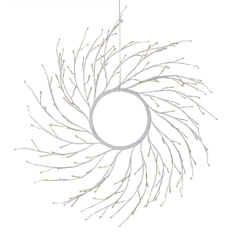CORONA TIGLIO BIANCO D.45CM 160 MICROLED BIANCO CALDO