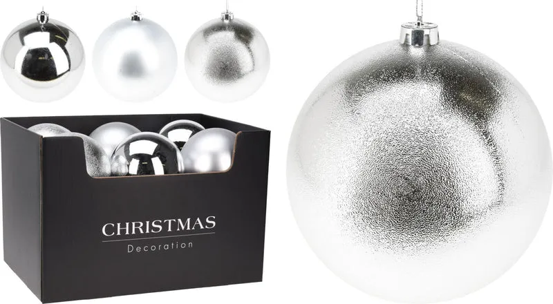 pallina di natale Opaca Natalizia Argento 14cm modello assortito