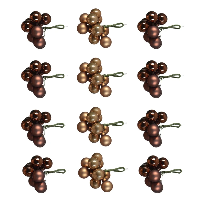 OFFERTA 12 MAZZOLINI DI SFERE D.2CM ASSORTITO GINGER/MARRONE
