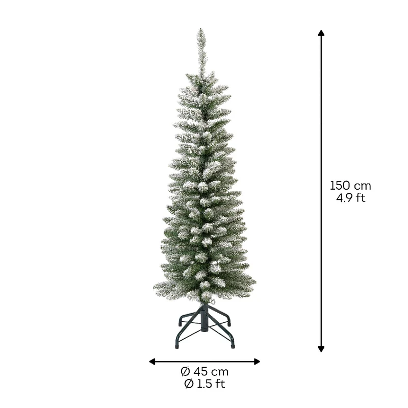 ALBERO DI NATALE SLIM 150CM PENCIL INNEVATO
