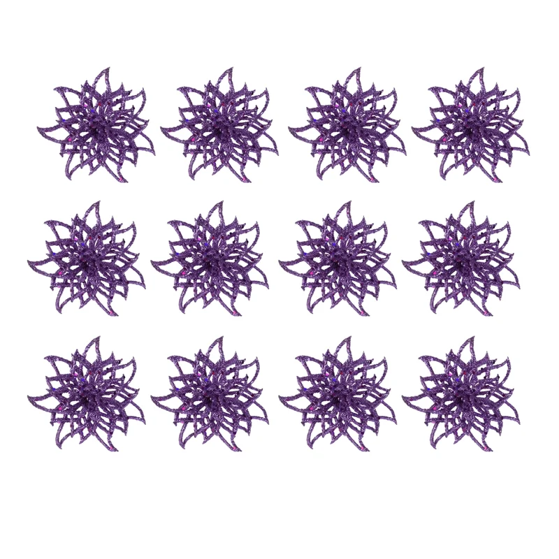 OFFERTA 12 FIORI NATALIZI CON CLIP VIOLA H5CM