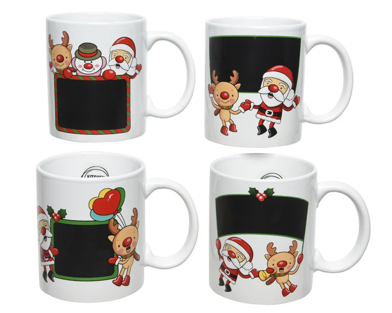 TAZZA BIANCA CON BABBO NATALE E RENNA 9,5 CM MODELLO ASSORTITO