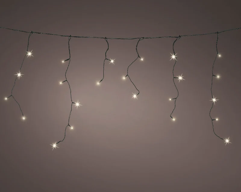 STALATTITI 259 LED BIANCO CALDO / NATURALE DA ESTERNO 1100CM CON PANNELLO SOLARE