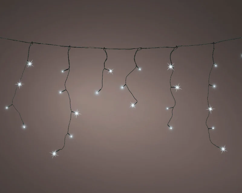 STALATTITI 259 LED BIANCO FREDDO DA ESTERNO 1100CM CON PANNELLO SOLARE