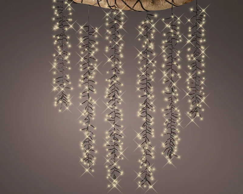 CASCATA 480 LED LUCE BIANCO CALDO 8 FUNZIONI