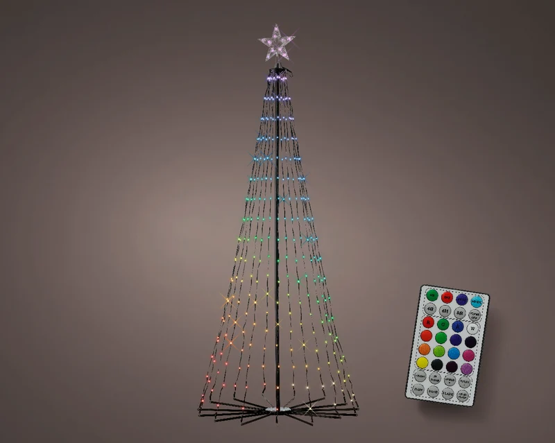 ALBERO CONICO ILLUMINATO A LED MULTICOLOR RIPIEGHEVOLE H180CM