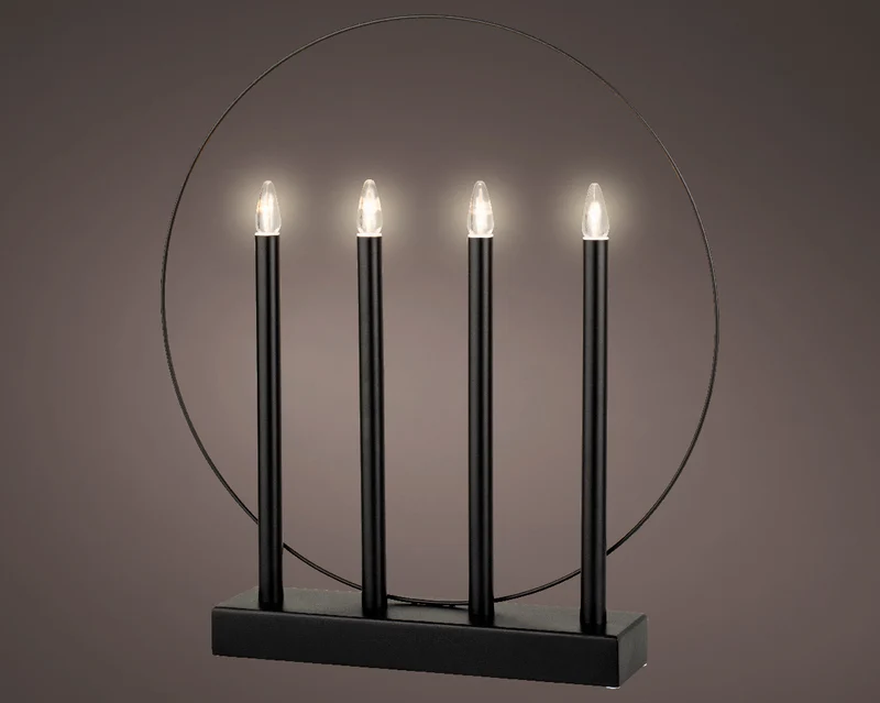 4 CANDELE LED NERE CON DECORAZIONE ORO