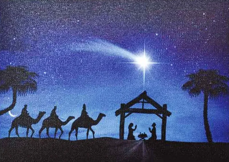 Quadretto Natività con Magi e Cometa