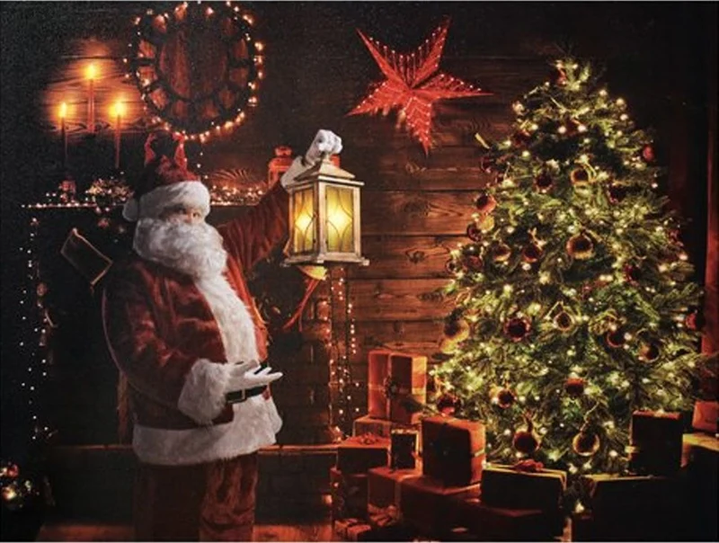 Quadretto Papà Natale con Lanterna