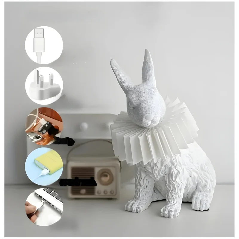 RabbitGleam - Kunstnerisk Moderne Kanin Bordlampe