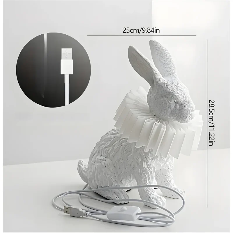 RabbitGleam - Kunstnerisk Moderne Kanin Bordlampe