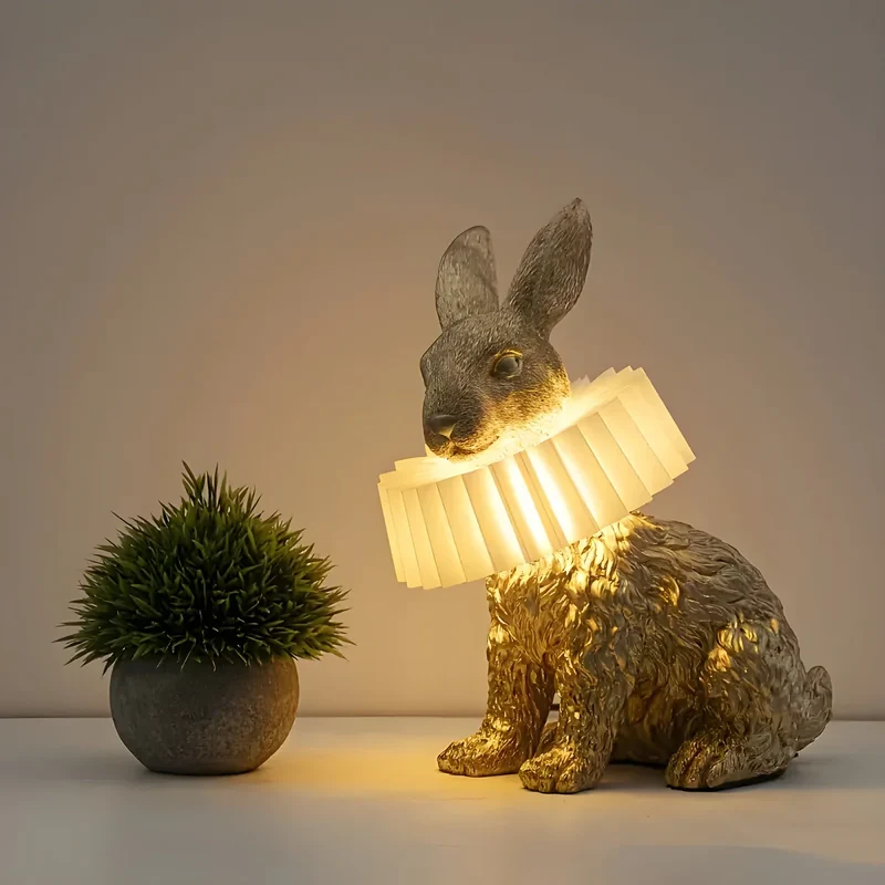 RabbitGleam - Kunstnerisk Moderne Kanin Bordlampe