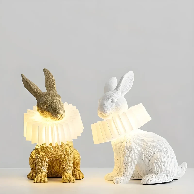 RabbitGleam - Kunstnerisk Moderne Kanin Bordlampe