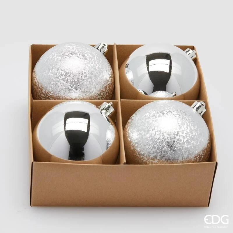Confezione 4 Palline di natale D.10 Argento