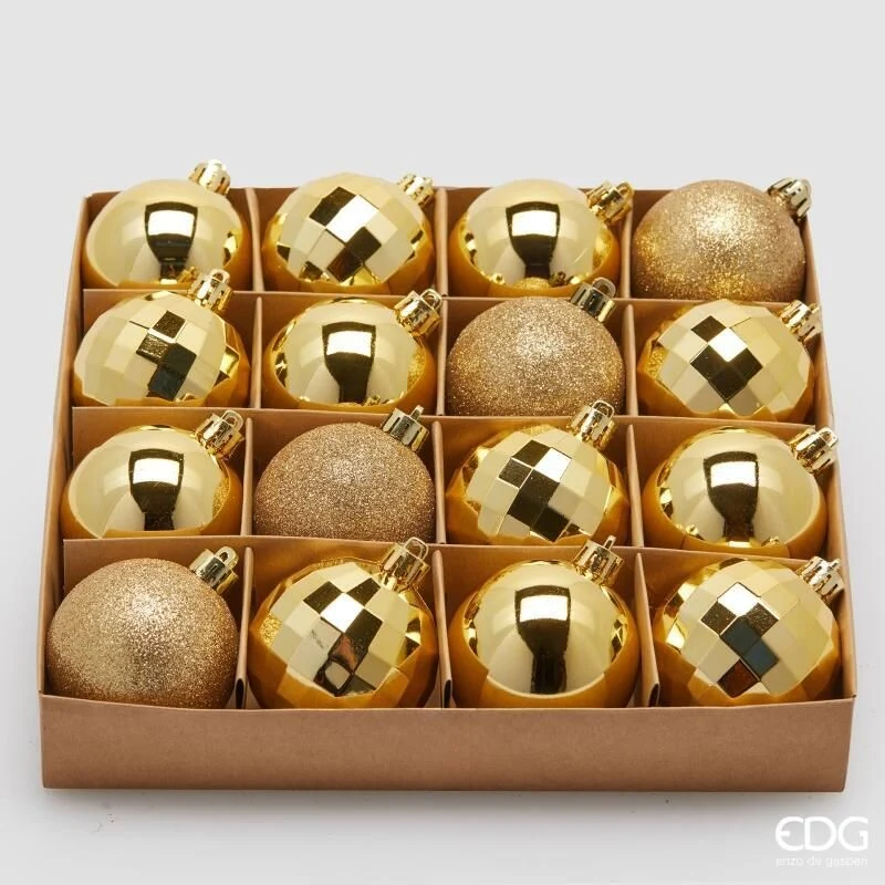 Confezione 16 Palline di Natale D.6 Oro