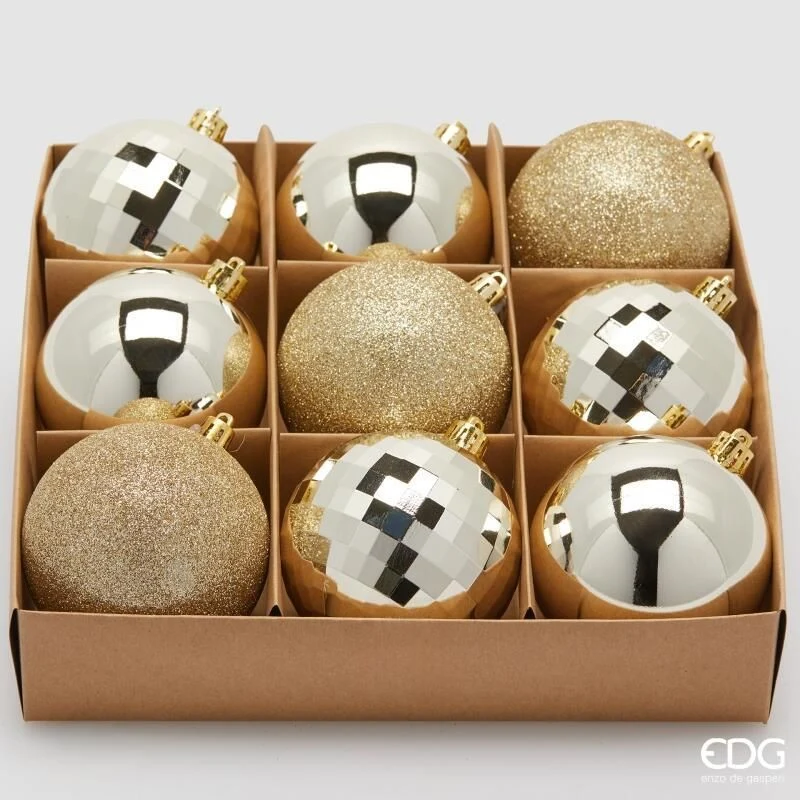 Confezione 9 Palline di natale D.8 Champagne