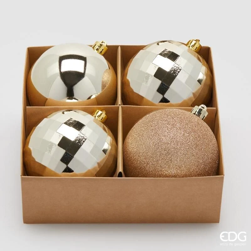 Confezione 4 Palline di natale D.10 Champagne