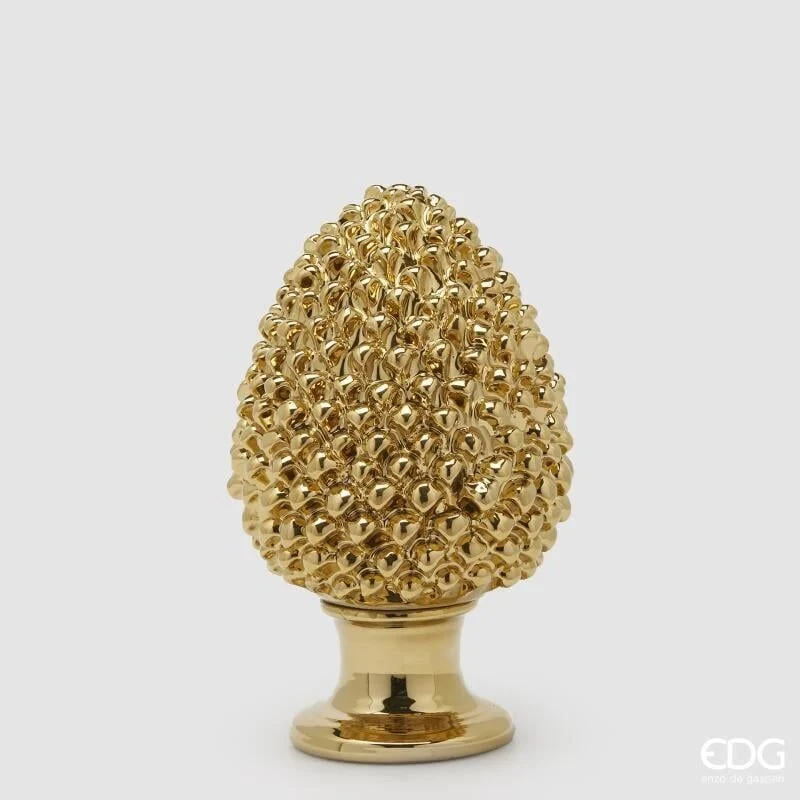 Pigna natalizia in ceramica oro D20xH33 cm