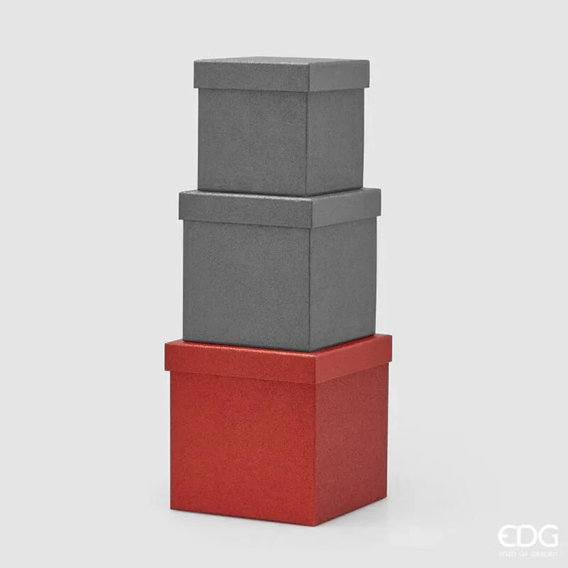 Scatola Cubo III Glitter Rosso