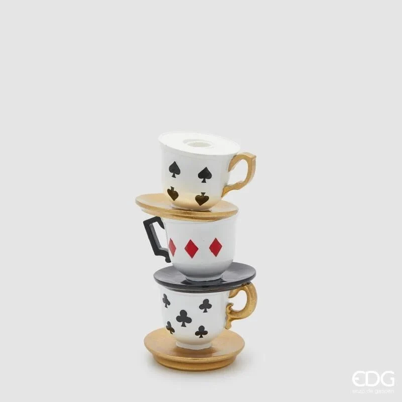 Portacandela Tazza H.22 D.10 Bianco/Nero