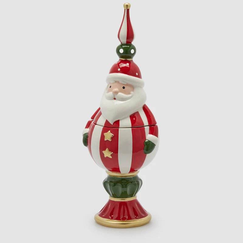 Contenitore Babbo Natale H.47 D.16 Bianco/Rosso