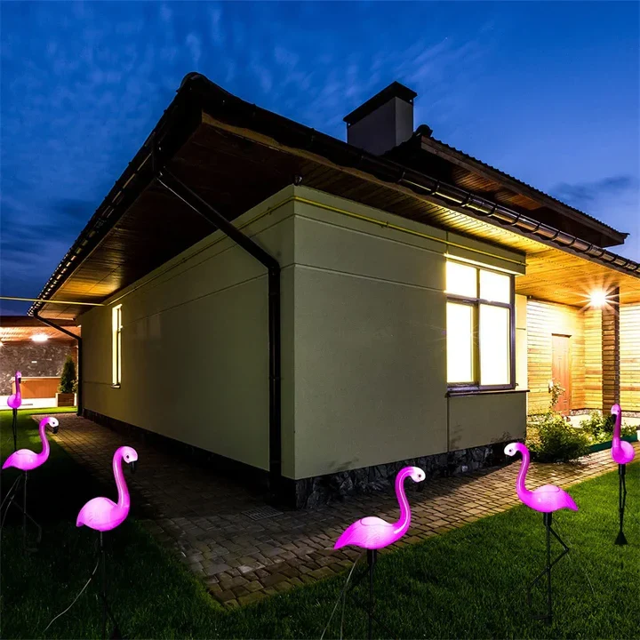 SunFlare - Charmerende flamingo-solcellelampe