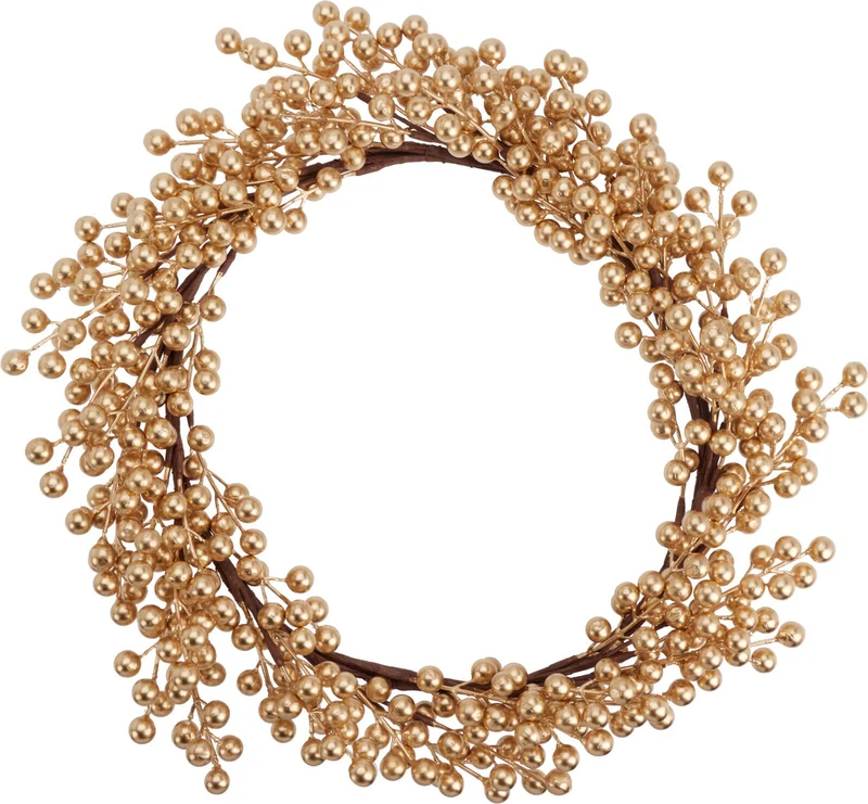 Corona decorativa con bacche dorate, 50 cm